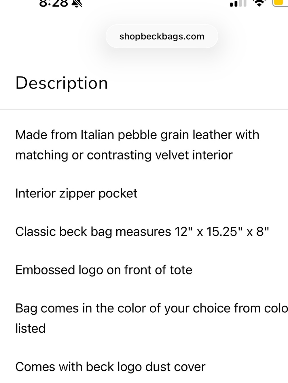 BECK Classic Black Leather Tote Bag - Handheld Carry - Picture 6 of 6